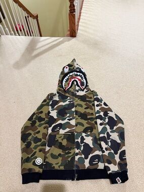 Bape Green Camo Shark Full-Zip Hoodie